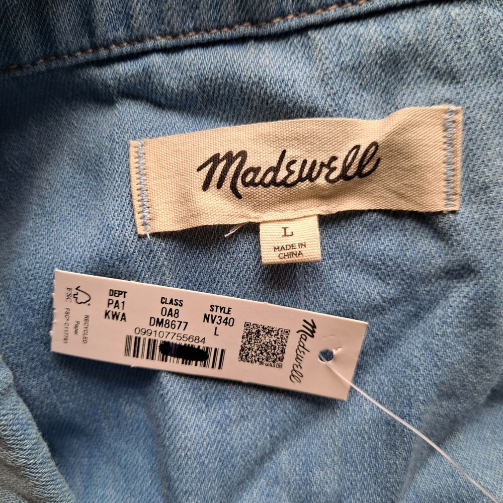 NWT Madewell Denim Tunic Dress Mini Shift Kelleyville Wash Blue Women's Size L - Picture 10 of 14